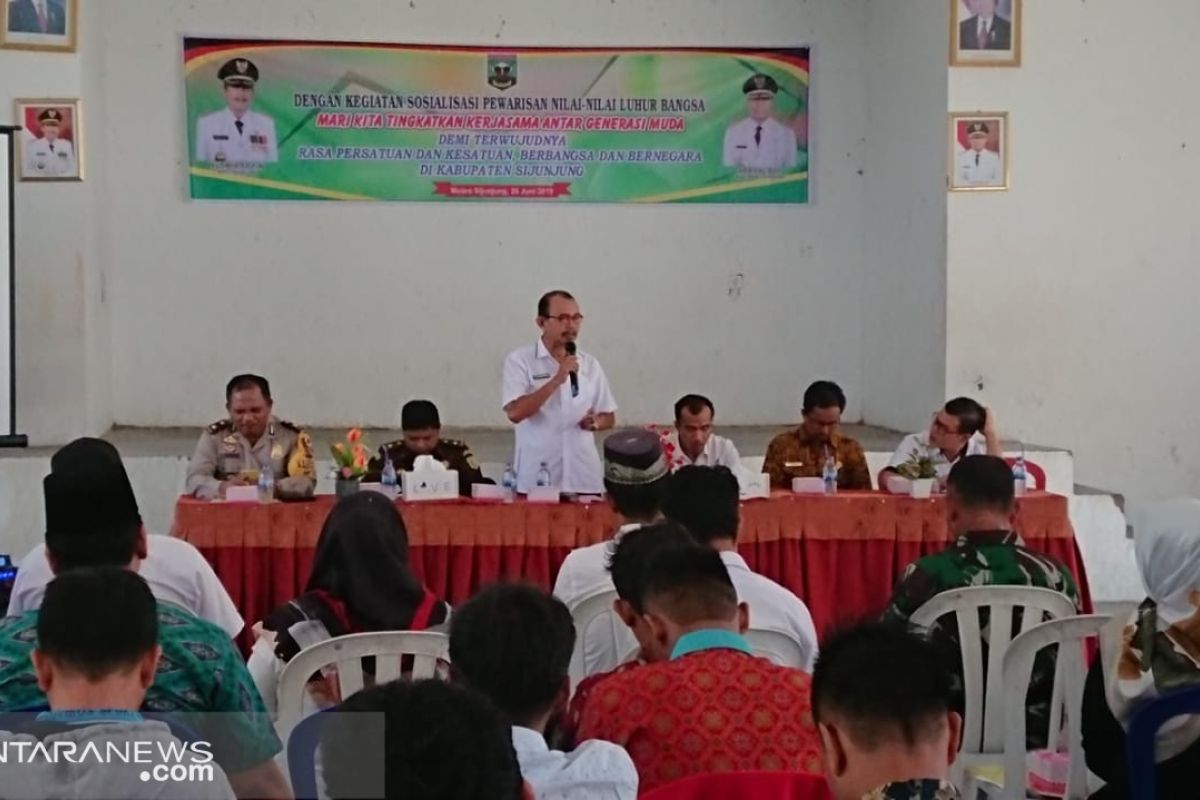 Puluhan pemuda Sumpur Kudus ikuti sosialisasi pewarisan nilai nilai luhur