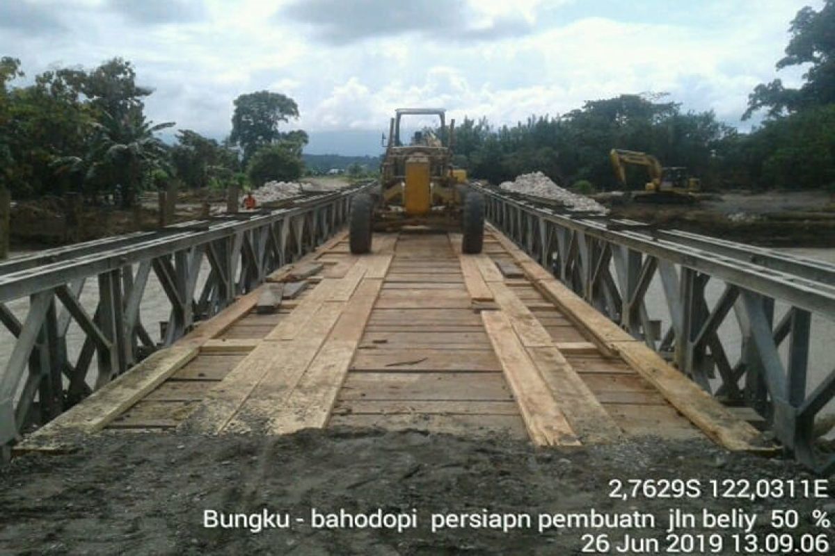 Jembatan 'bailey' terpasang di Sungai Dampala, lalu lintas Sulteng-Sultra pulih