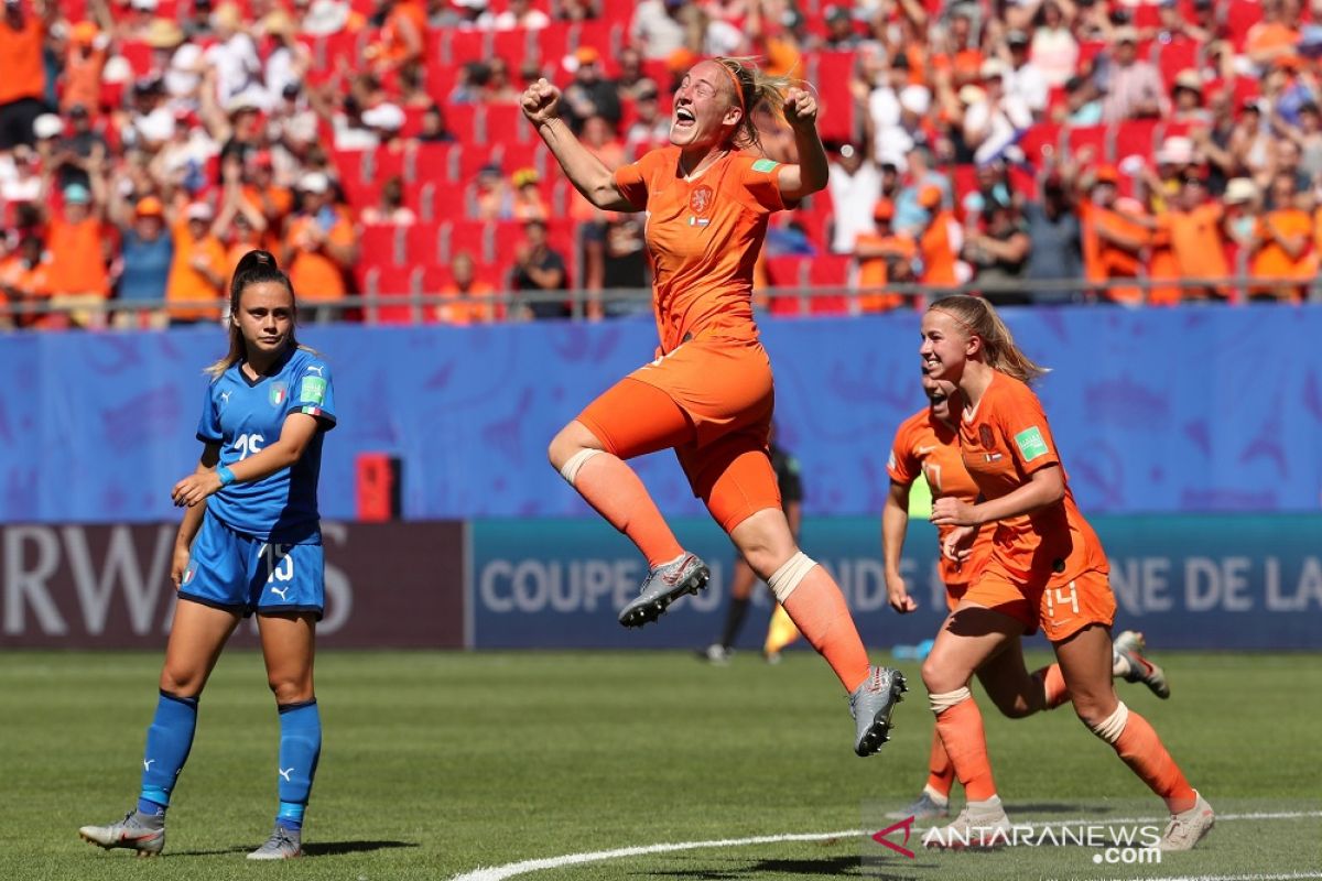 Belanda ke semifinal setelah lewati Italia 2-0 di Piala Dunia Wanita