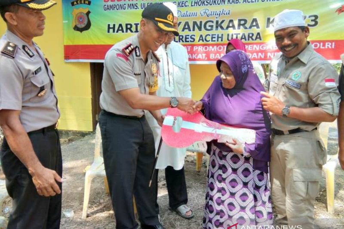 Kaum duafa Aceh Utara dapat rumah bantuan di Hari Bhayangkara