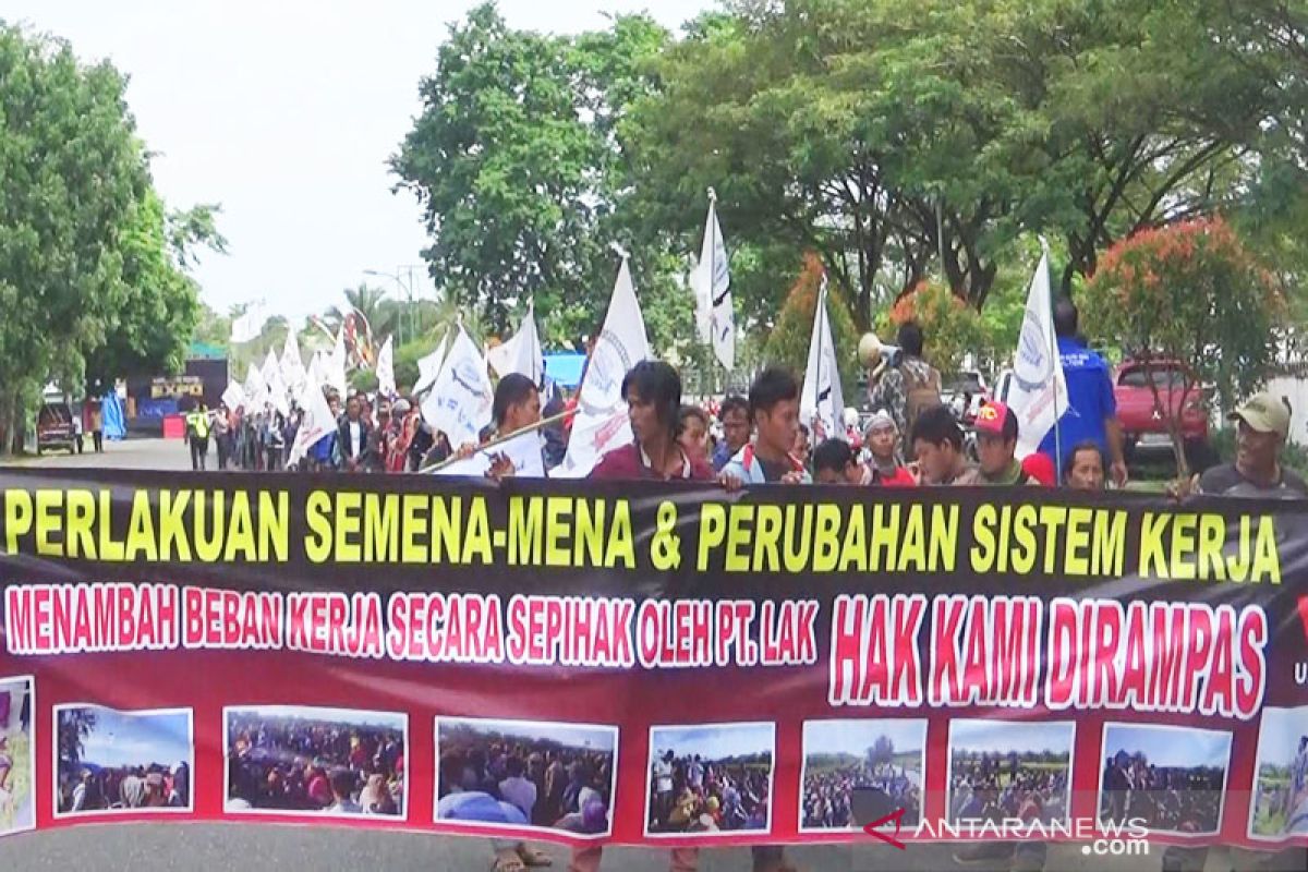 Belum ada penyelesaian, ratusan buruh PT LAK gelar aksi demo di Kapuas