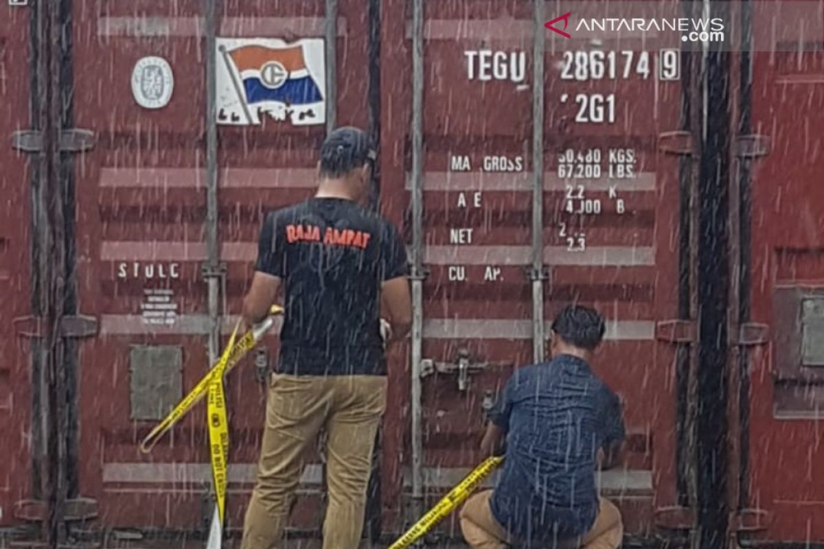 Polisi amankan lima kontainer kayu merbau di Pelabuhan Sorong