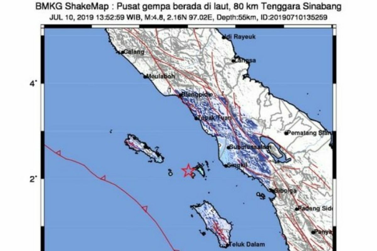 Gempa magnitudo 6,4 di Sinabang dirasakan sampai ke Medan