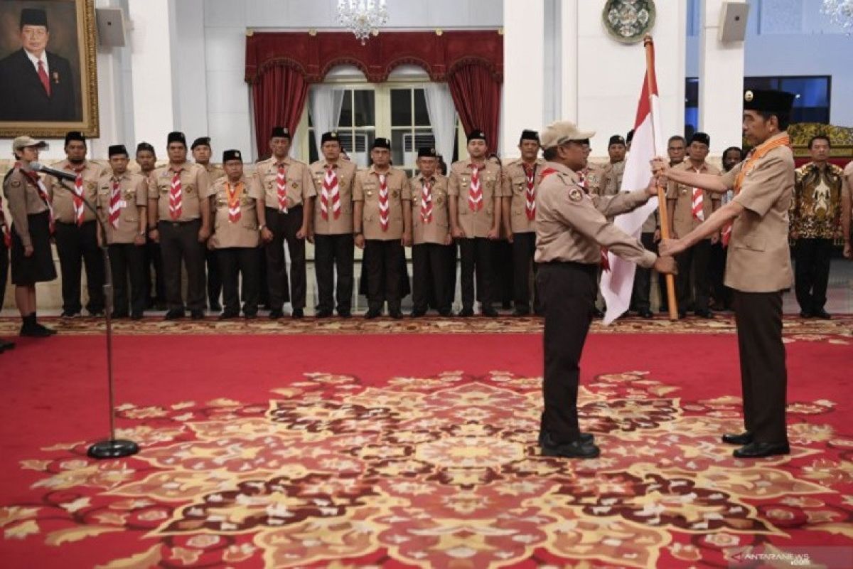 Presiden Joko Widodo lepas kontingen Pramuka Indonesia ke Jambore Kepanduan Dunia