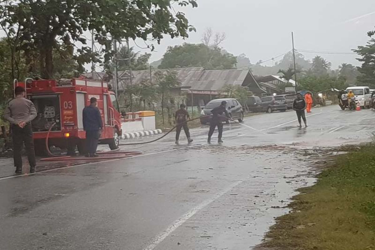 Satu pengendara sepeda motor tewas tertimpa pohon tumbang di lintas Banda Aceh-Meulaboh