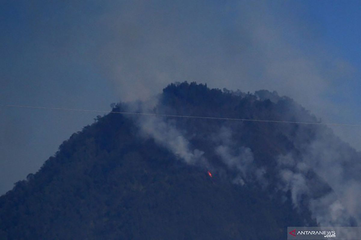 Pemadaman kebakaran lereng Gunung Panderman terhambat medan berat