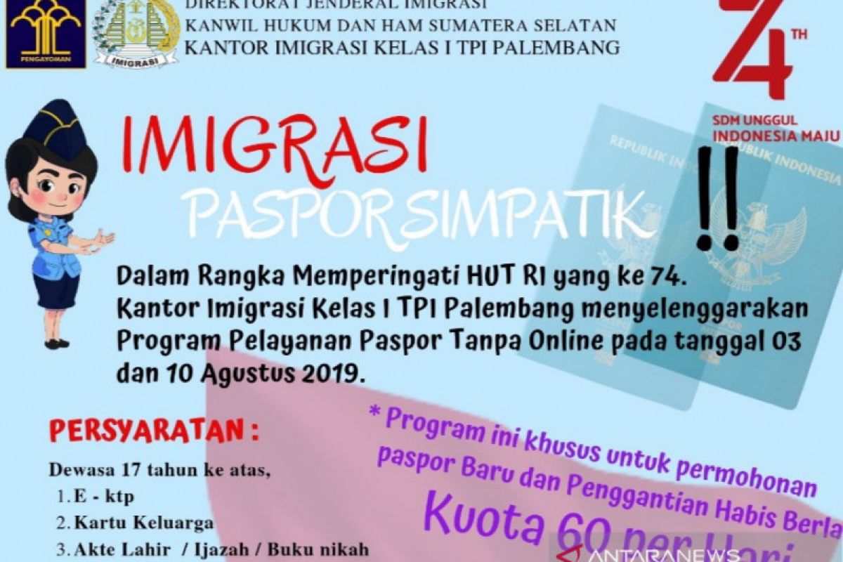 Imigrasi Palembang gelar layanan  paspor simpatik HUT RI