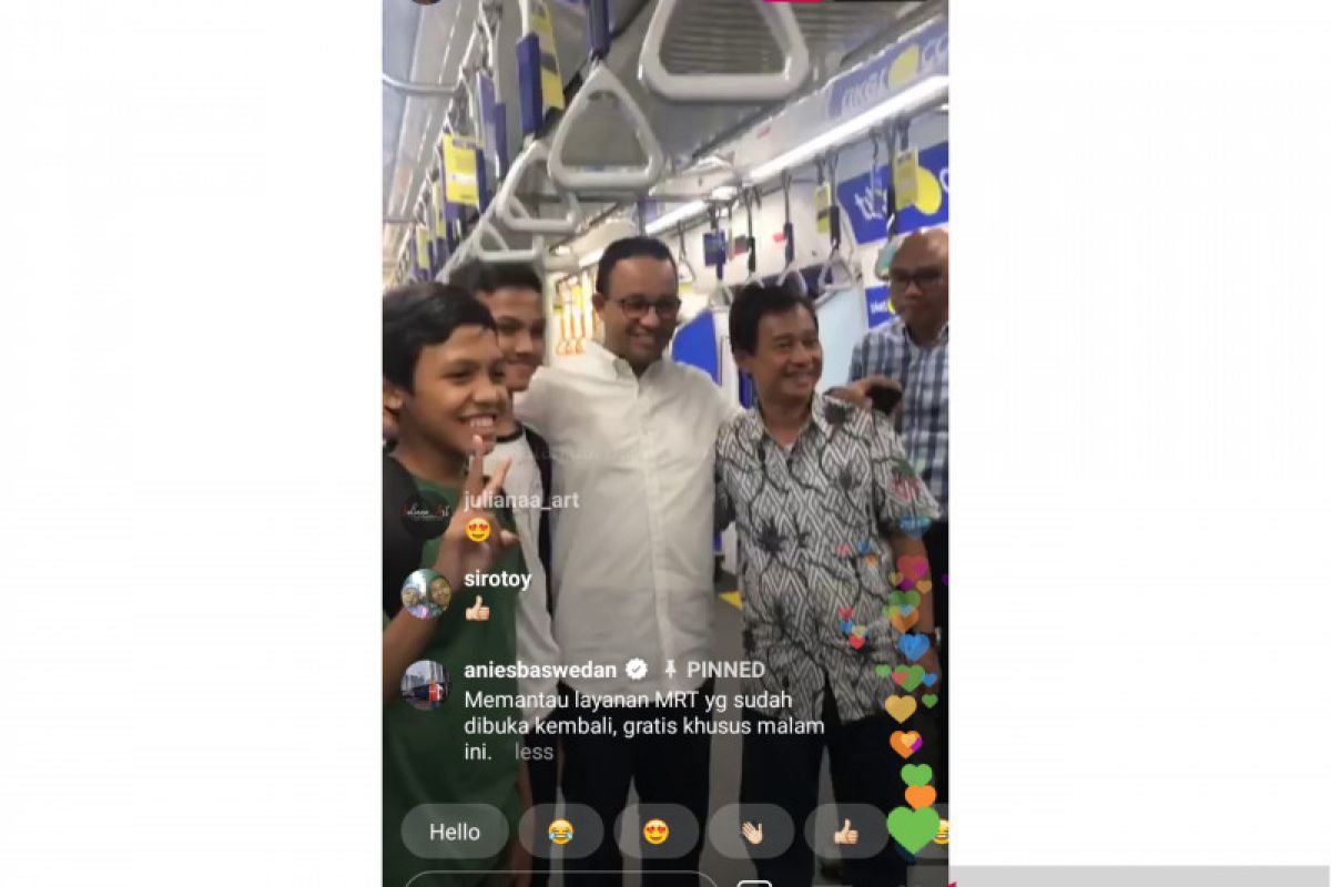 Gubernur Anies "live" Instagram pantau layanan MRT