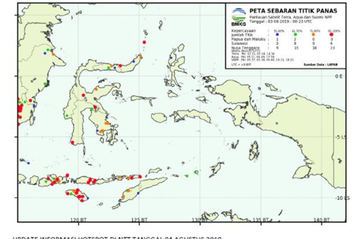 14 titik panas di wilayah NTT