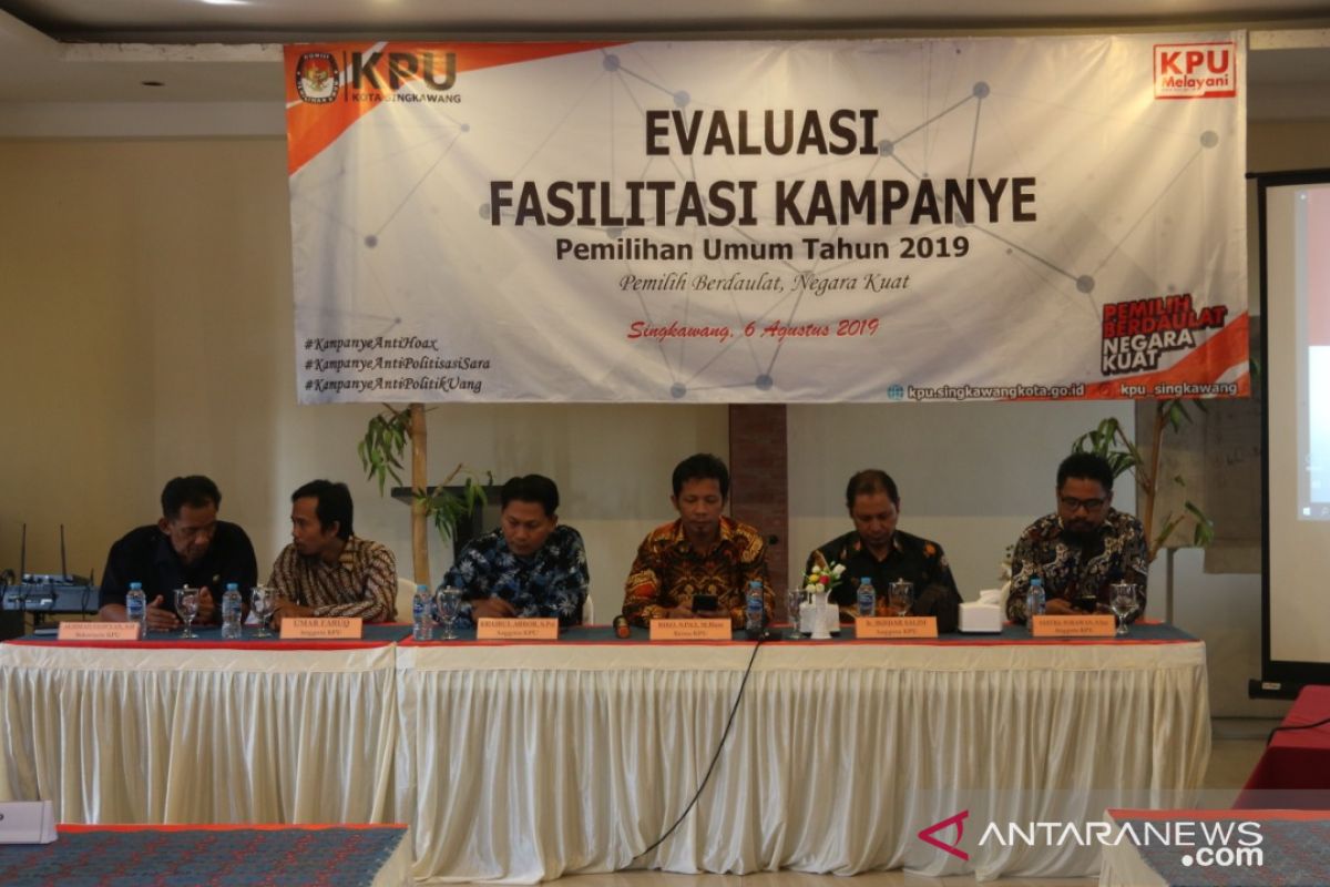 KPU Singkawang evaluasi kegiatan sosialisasi Pemilu serentak 2019