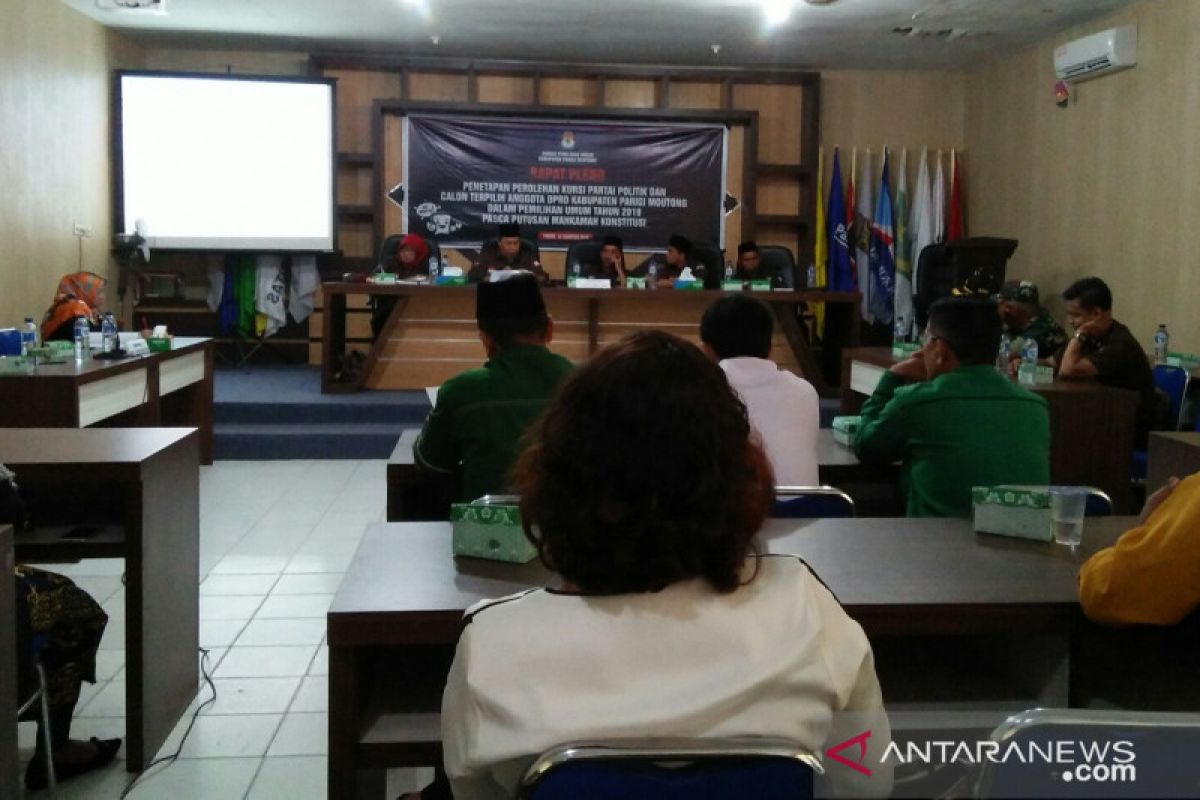 KPU Parigi Moutong tetapkan 40 kursi parpol pemenang Pemilu