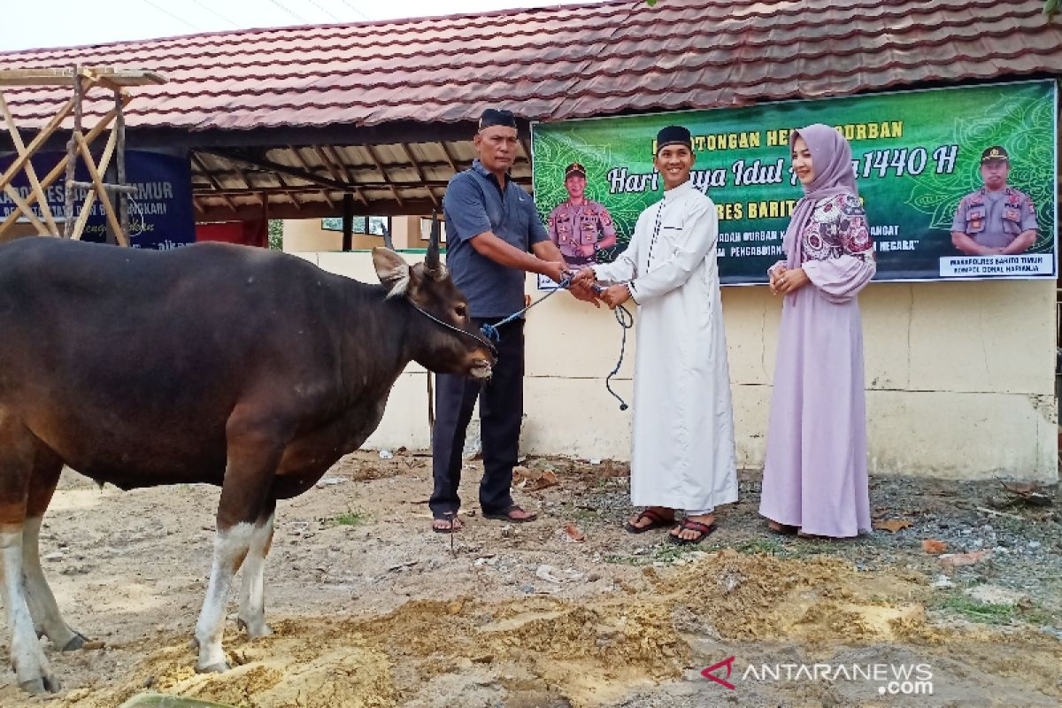 Polres Barito Timur bagikan 750 bungkus daging hewan kurban