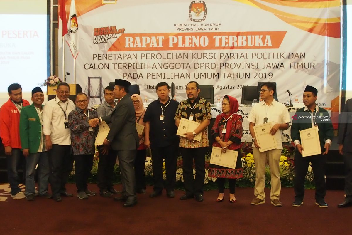 KPU Jatim tetapkan 120 calon legislator terpilih