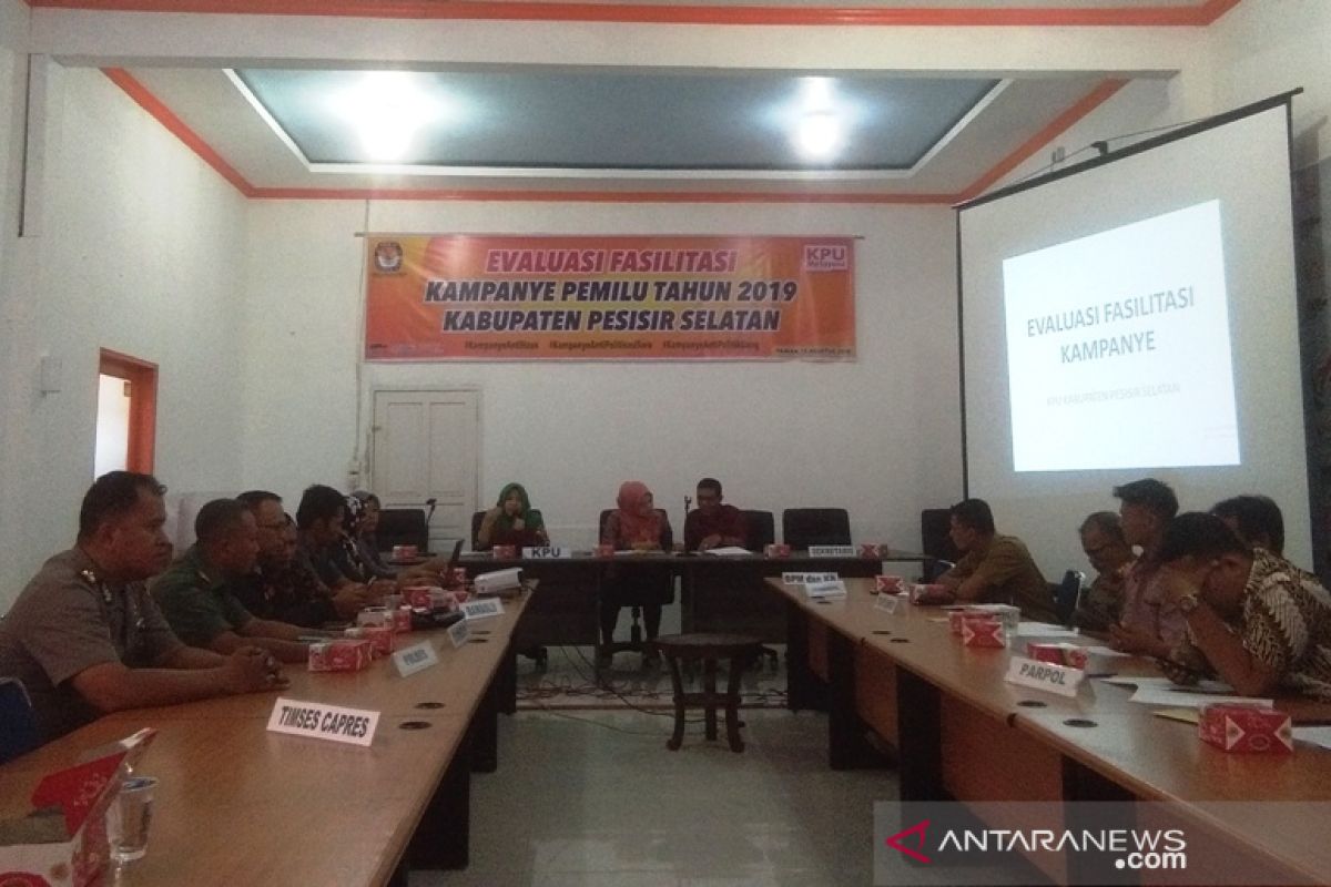 KPU Pesisir Selatan evaluasi fasilitasi kampanye Pemilu 2019