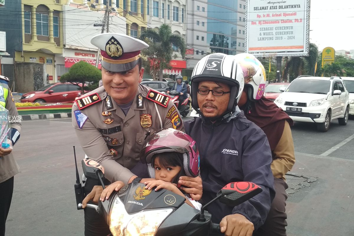 Sambut HUT Kemerdekaan RI, Satlantas Polresta Bandar Lampung gelar kampanye keselamatan berlalu lintas