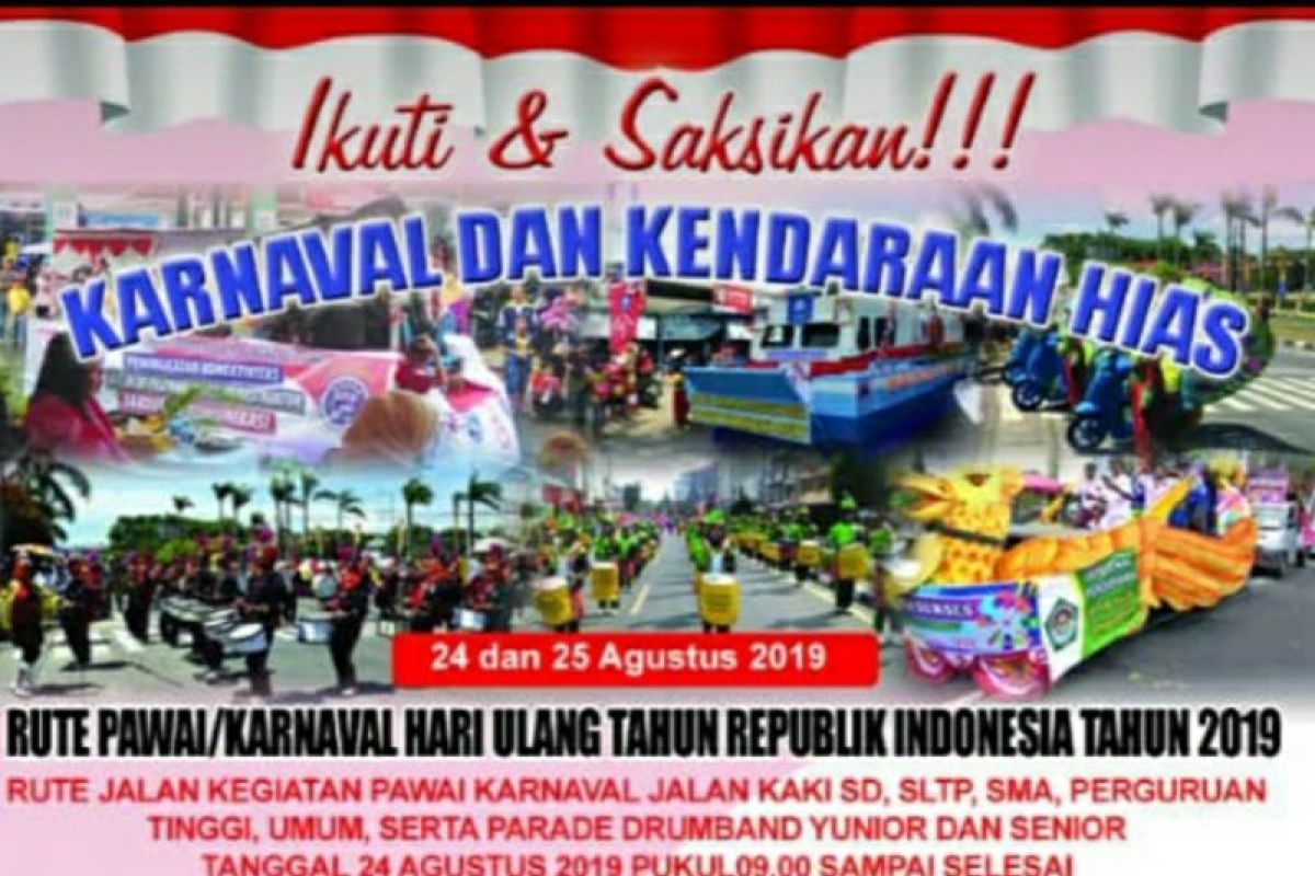 Pawai dan karnaval pembangunan berlangsung 24-25 Agustus 2019