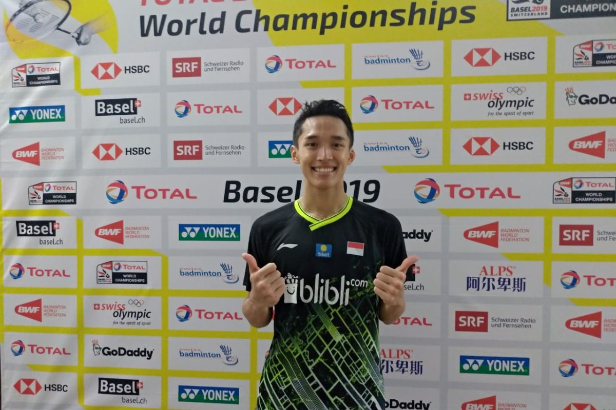 Jonatan capai perempat final Kejuaraan Dunia, satu satunya tunggal putra