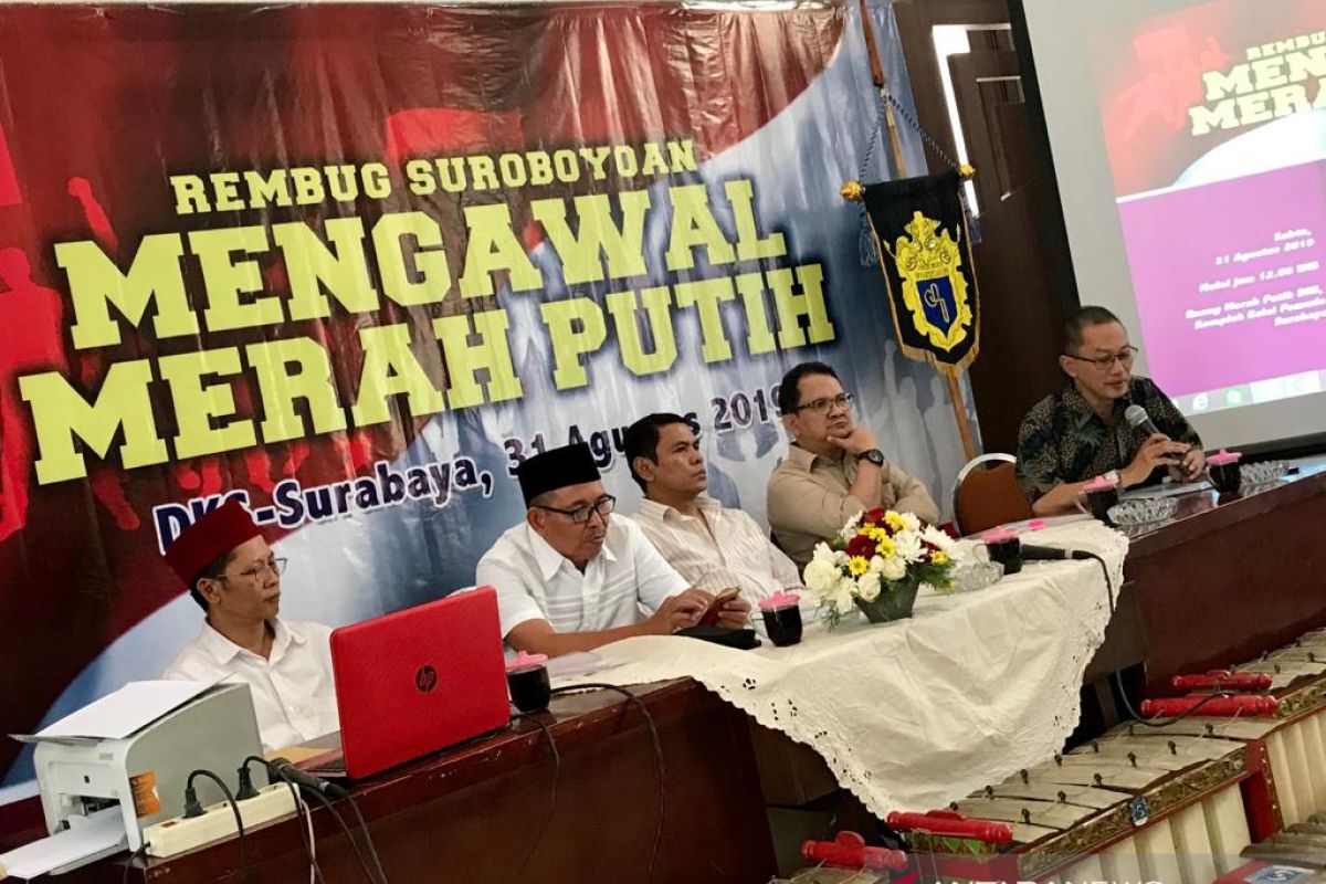 Kawal merah putih, sejumlah elemen di Surabaya sampaikan pernyataan sikap