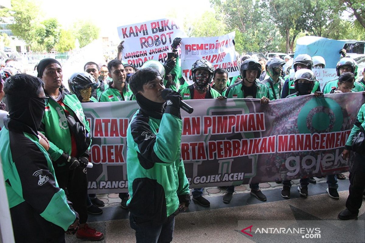 Driver ojek online Aceh demo tolak kebijak insentif baru Gojek