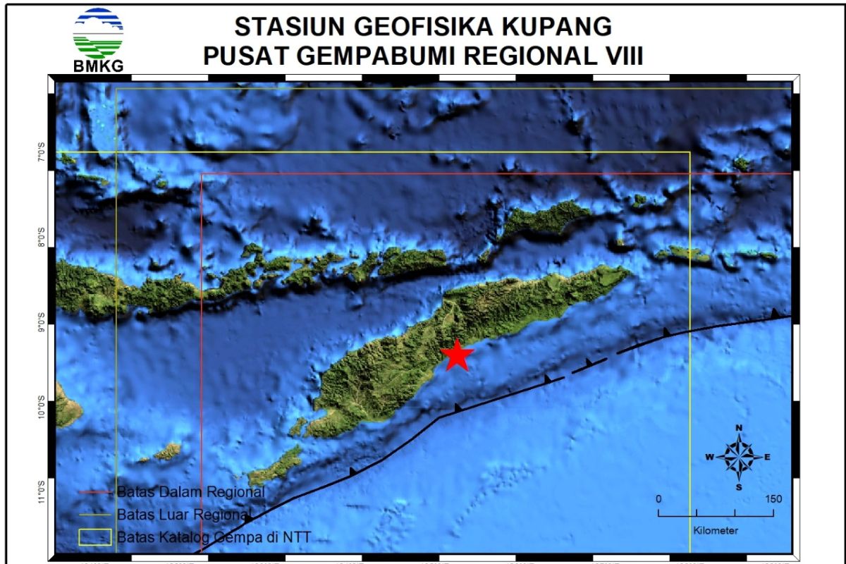 Gempa dengan magnitudo 4,1 SR guncang Timur Laut Malaka