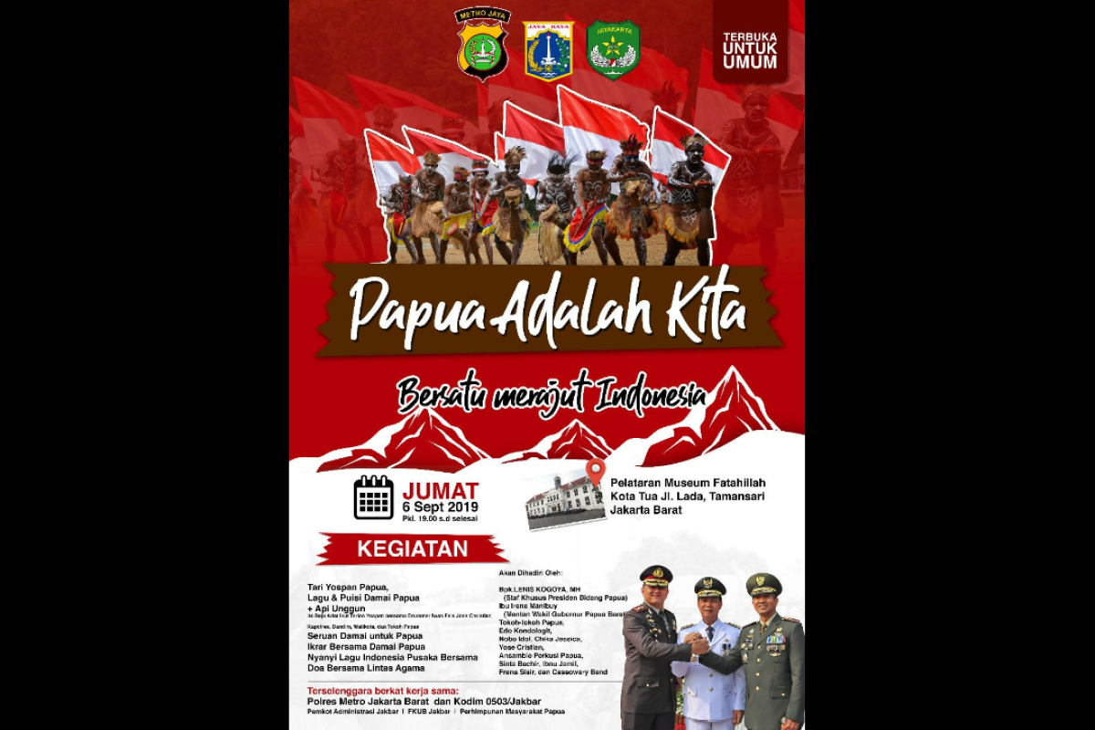 Jakarta Barat akan gelar acara solidaritas damai "Papua adalah Kita"