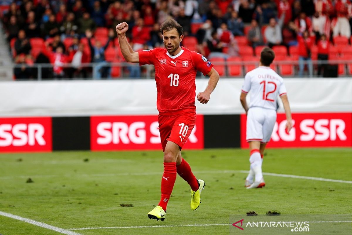 Swiss lumat Gibraltar, Denmark ditahan imbang Georgia di grup G kualifikasi Piala Eropa