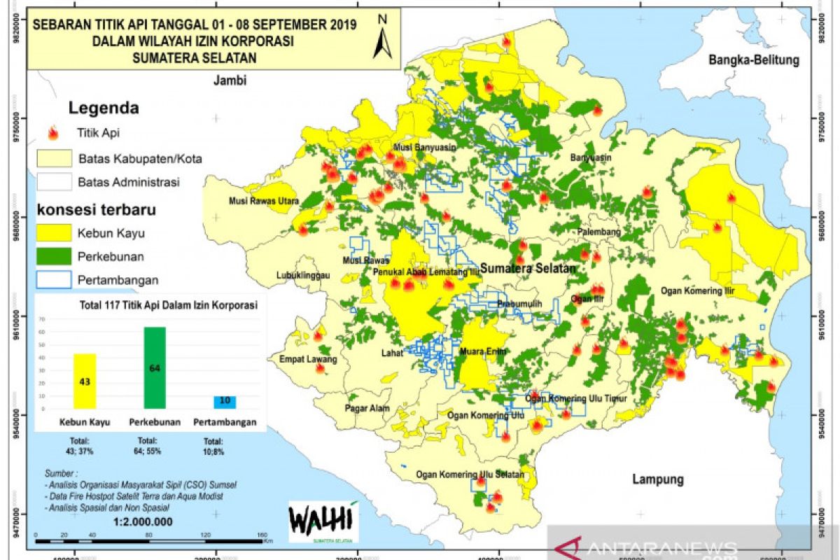 Provinsi Sumsel dikepung 1.700 titik panas selama 24 jam