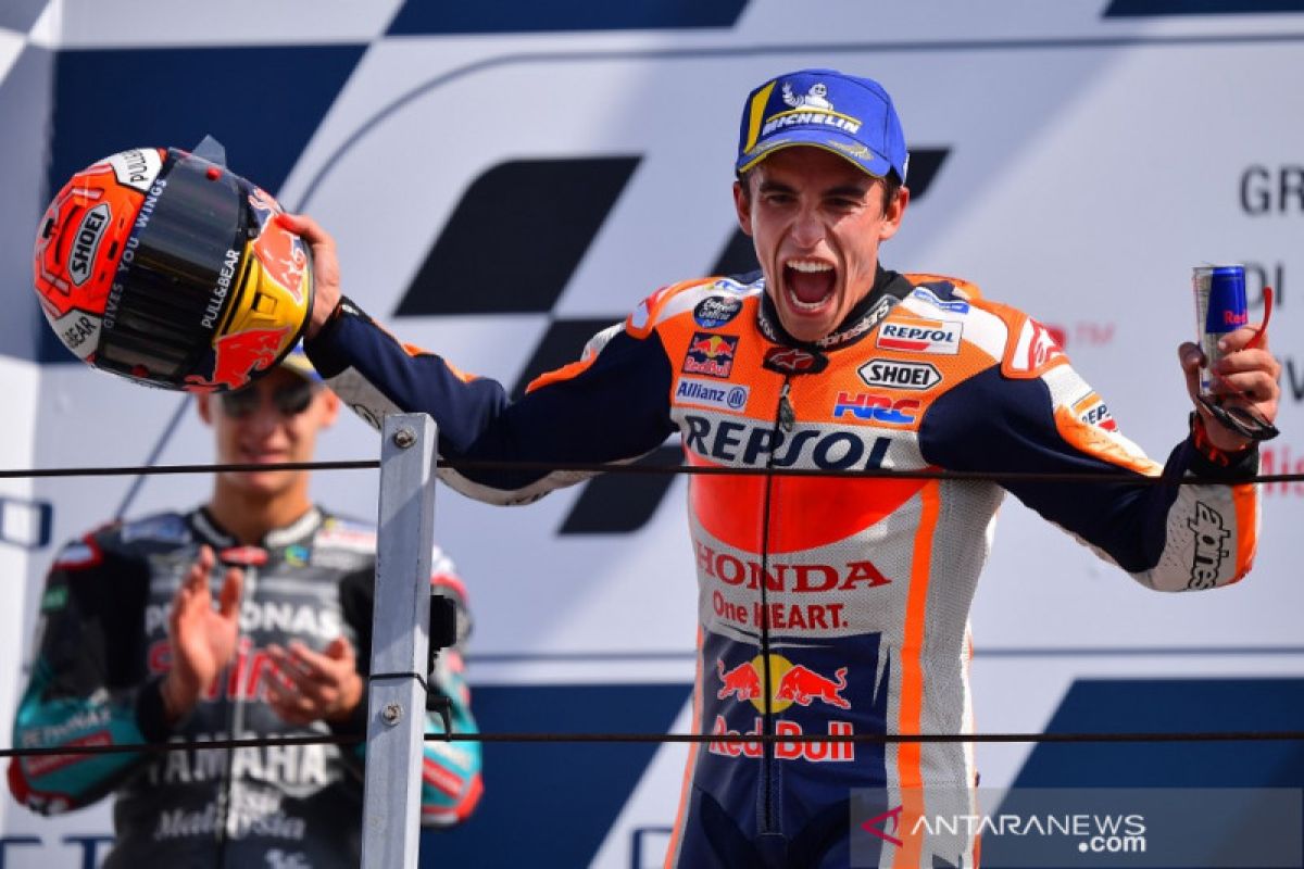 Marquez finis terdepan di GP San Marino setelah duel sengit dengan Quartararo