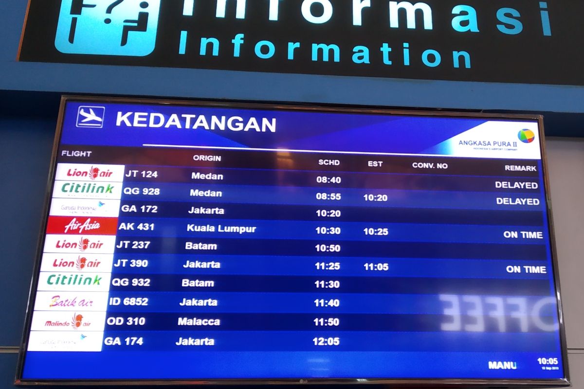 Karhutla Riau - Sejumlah penerbangan Bandara SSK II Pekanbaru tertunda akibat asap