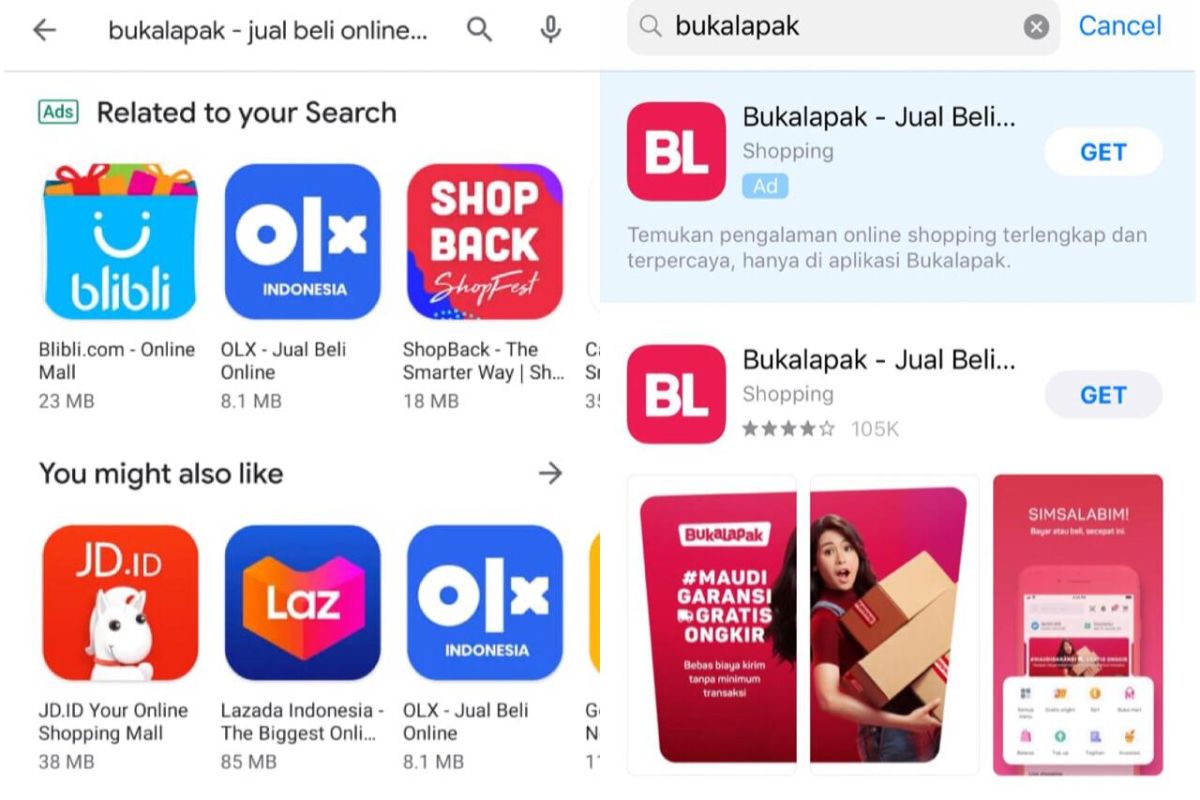 Aplikasi Bukalapak hilang di Google Play Store