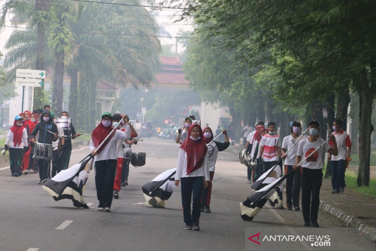 Sudah tiga hari mahasiswa USU kenakan masker saat latihan