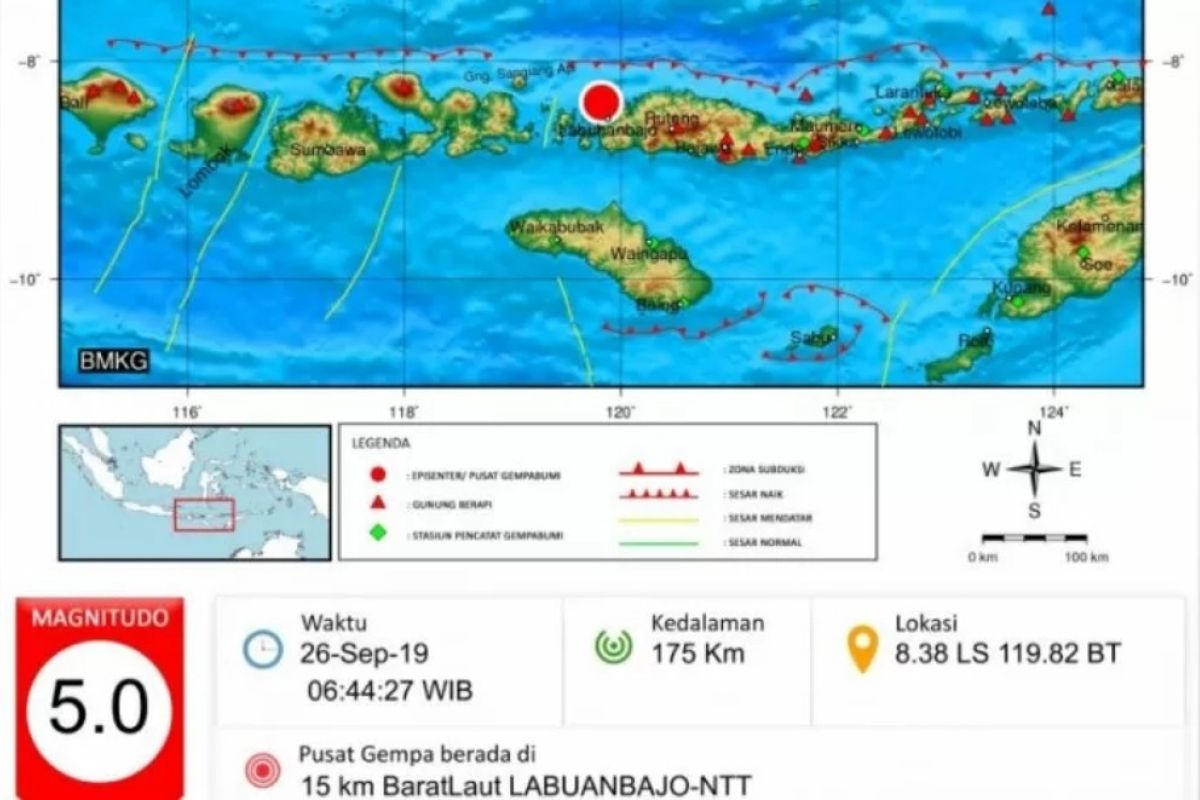 Gempa magnitudo 5.0 guncang Manggarai Barat