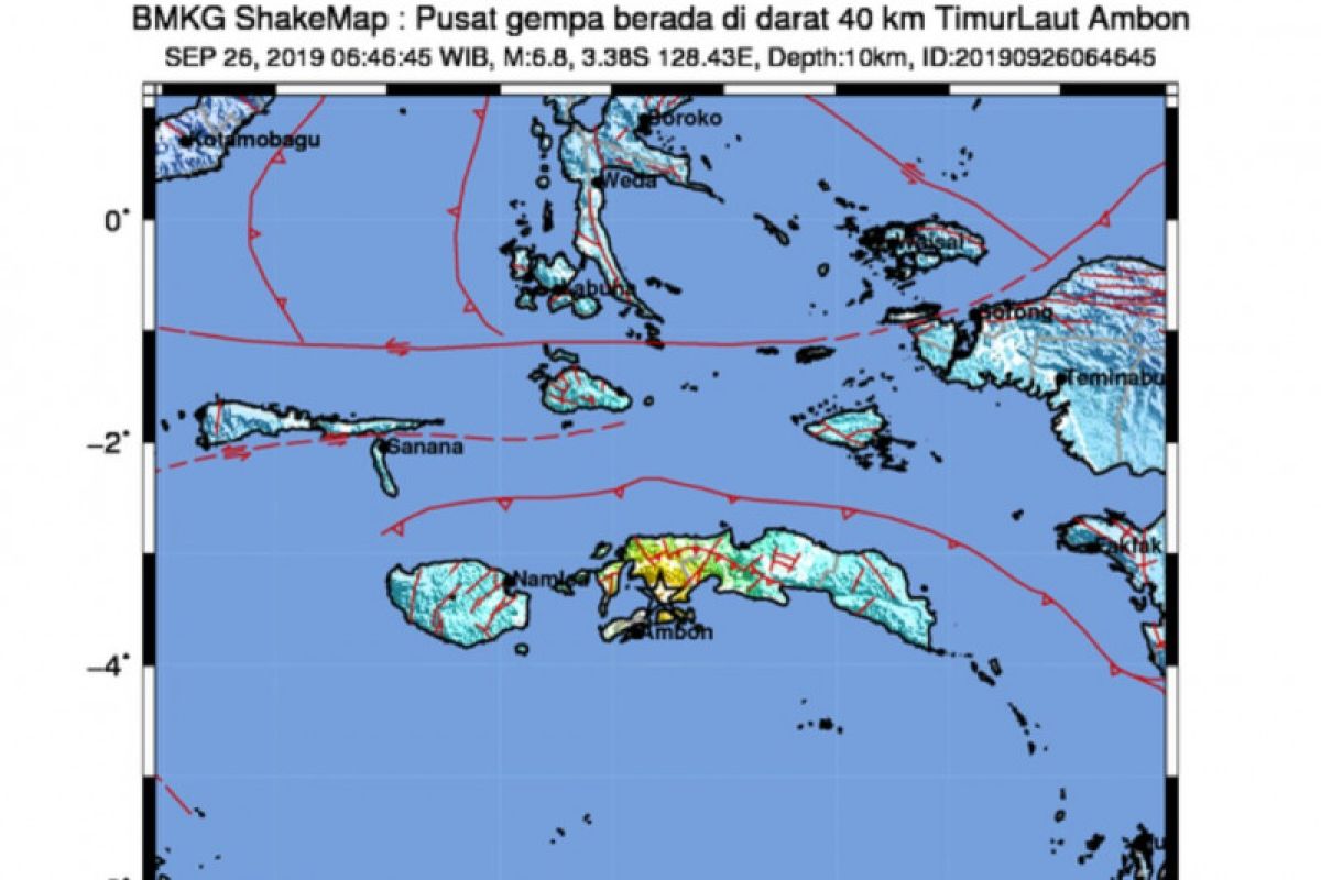 Gempa magnitudo 6,8 guncang Pulau Ambon