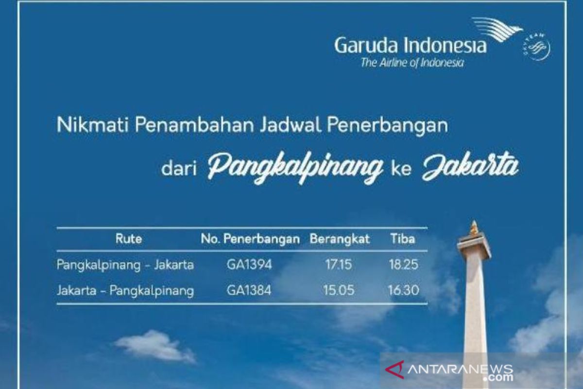 Garuda tambah penerbangan rute Jakarta-Pangkalpinang selama 10 hari