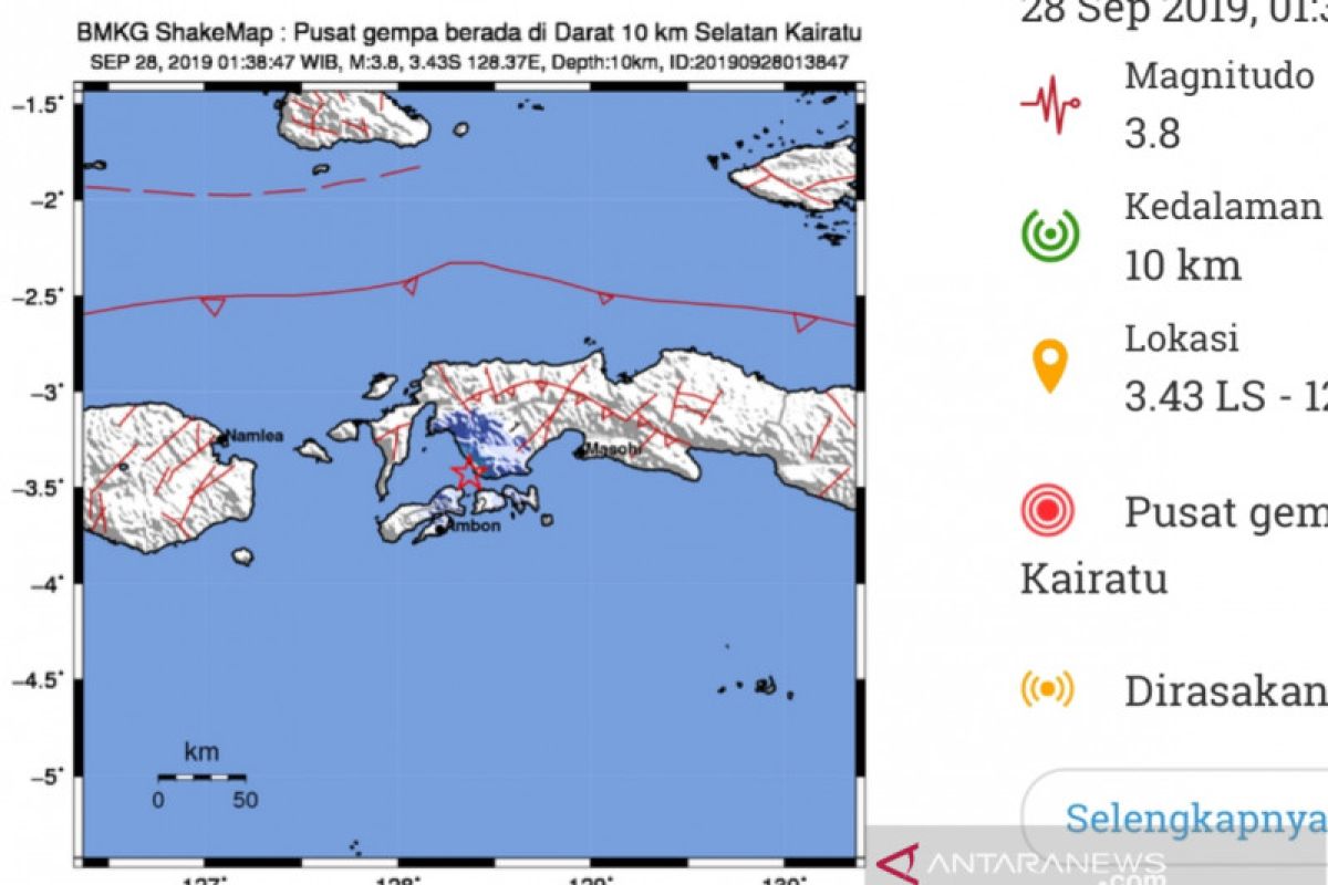 Rangkaian gempa kembali mengguncang Ambon