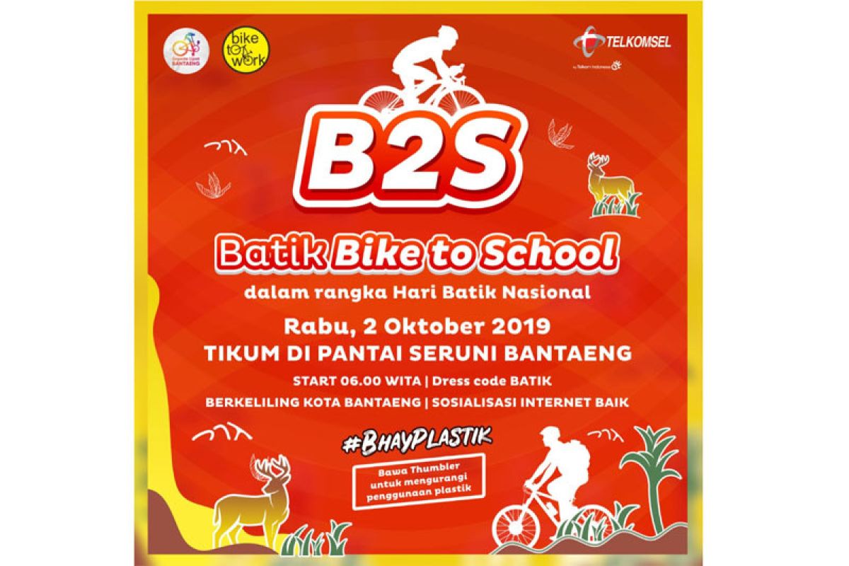 B2W Bantaeng gandeng Telkomsel gelar "batik bike to school"