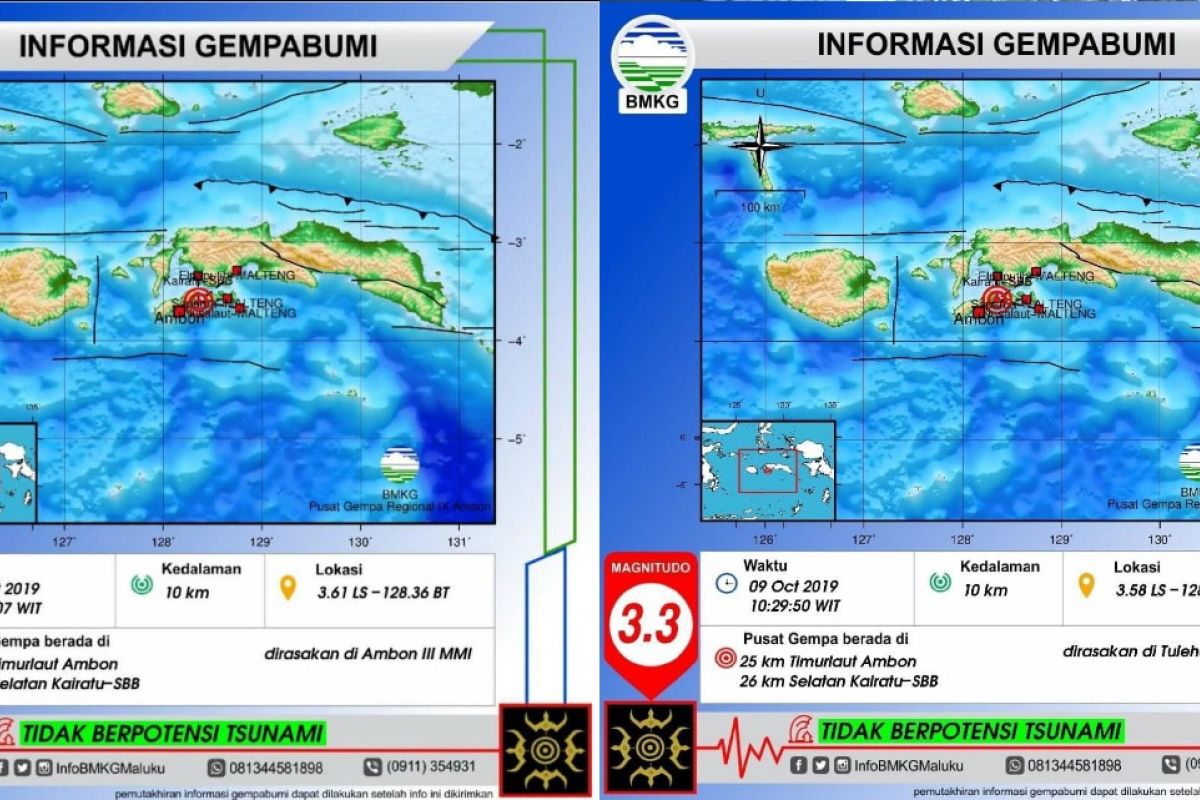 Gempa magnitudo 3,4 landa Ambon