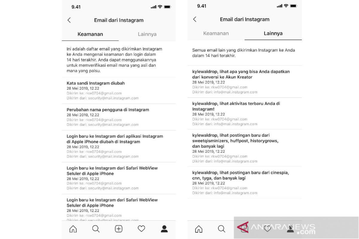 Instagram luncurkan fitur Email untuk cegah peretasan