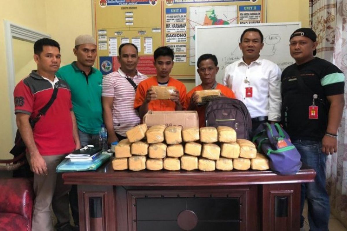Polres tangkap dua pembawa 25 kilogram ganja dari Aceh