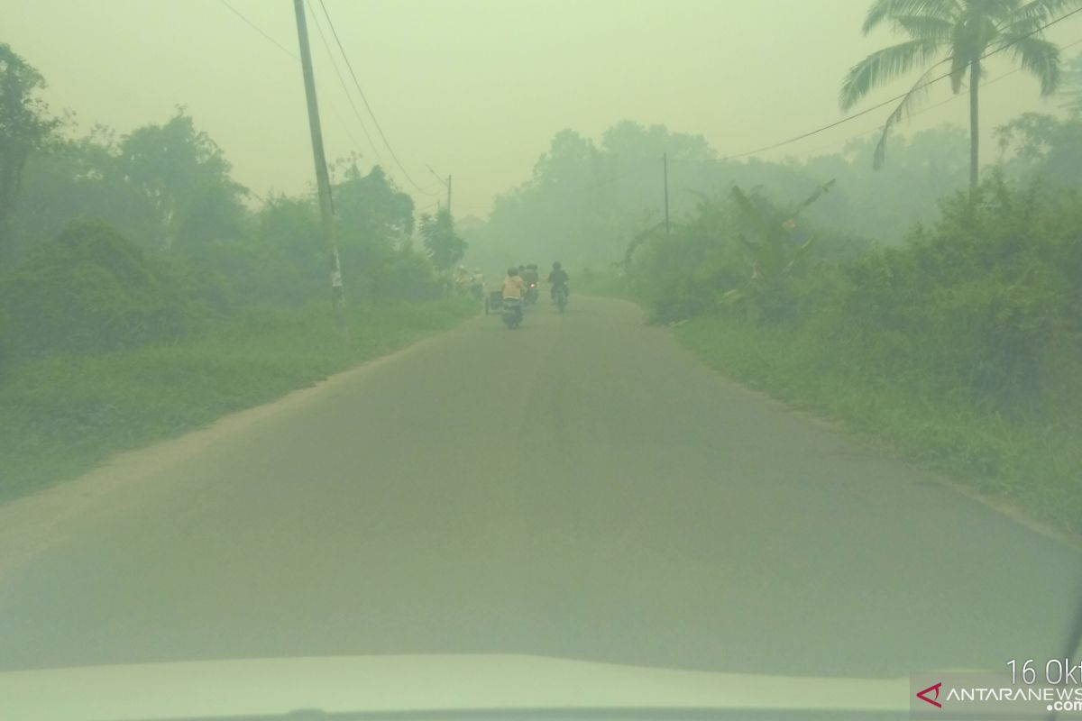 Kabut asap di Kota Jambi sangat  pekat di pagi hari