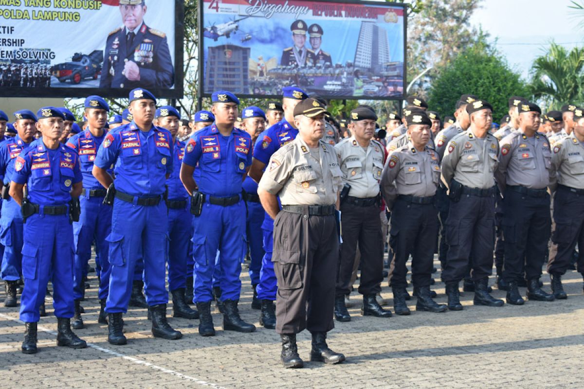 Sebanyak 1.292 personel Polda Lampung melaksanakan apel siaga