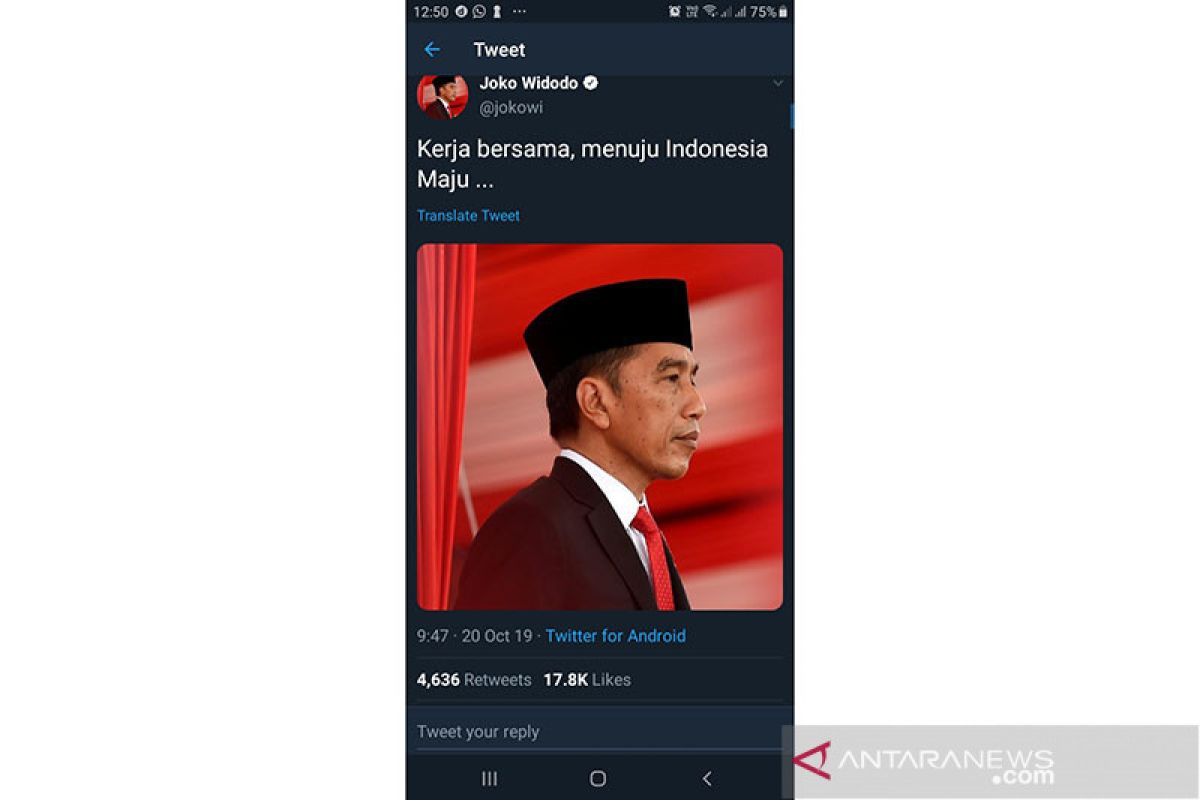 Jelang dilantik, Jokowi mencuit tentang kerja dan Indonesia Maju