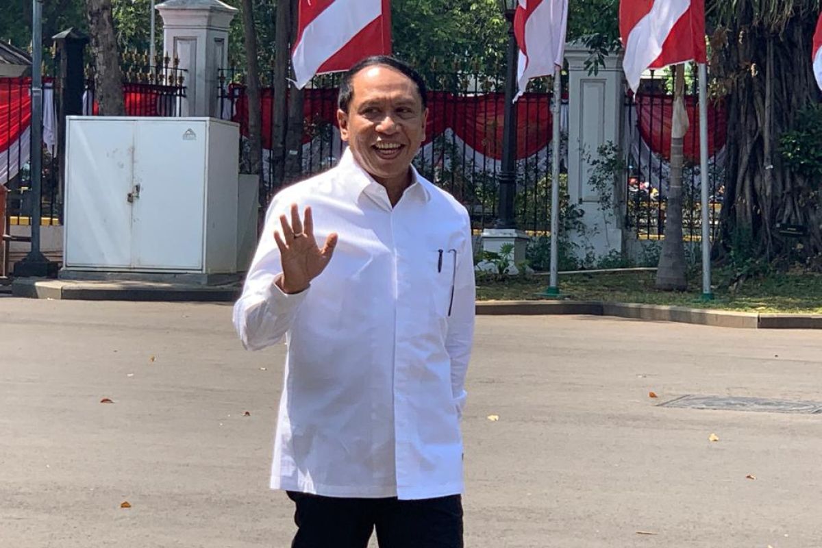 Zainudin Amali tersenyum lepas saat masuk Istana Presiden