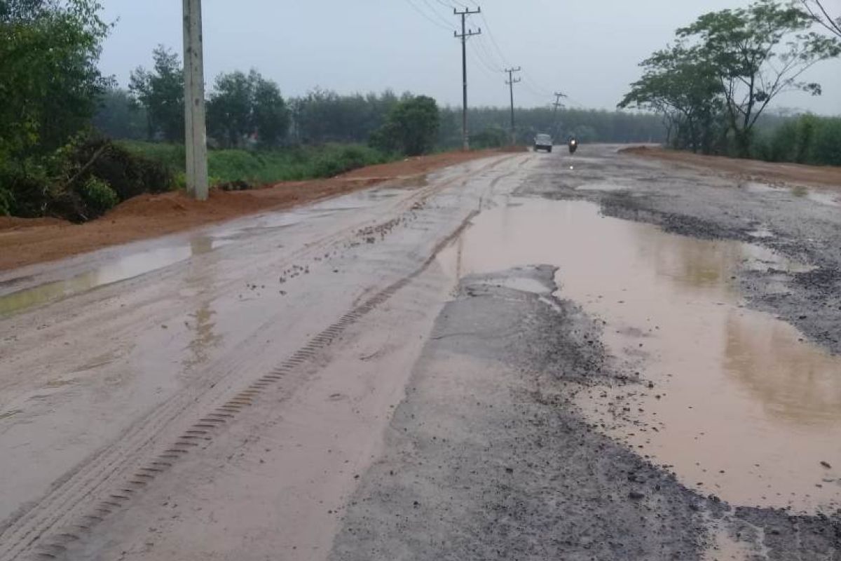 Jalan licin Jambi-Muarasabak bikin pengendara rawan tergelincir