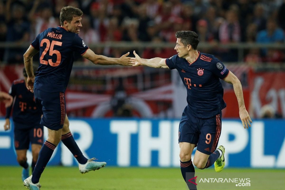 Liga Champions, Lewandowski dua gol, Muenchen bekap Olympiakos 3-2