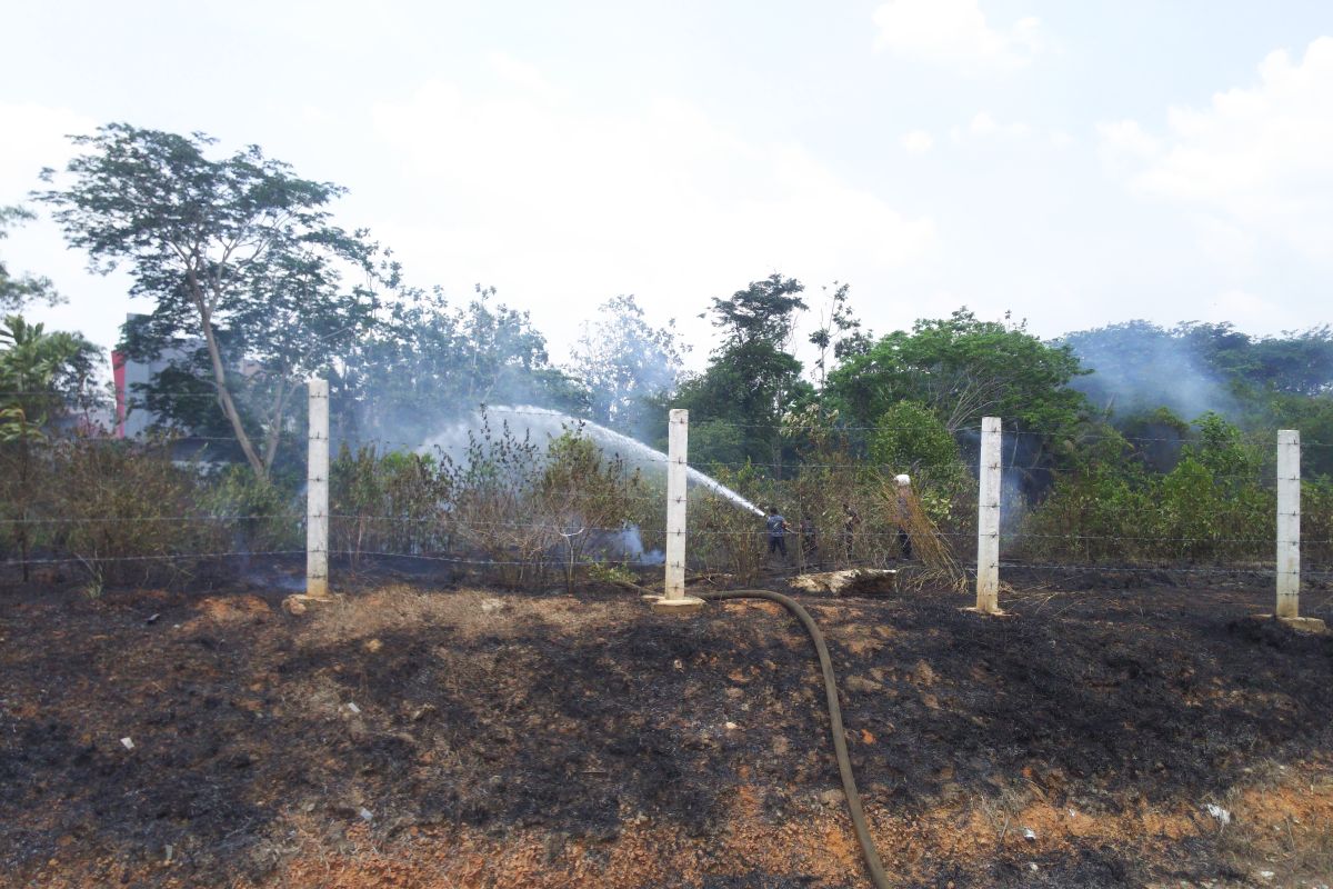 Lahan di sepanjang pintu Tol Gunung Sugih terbakar