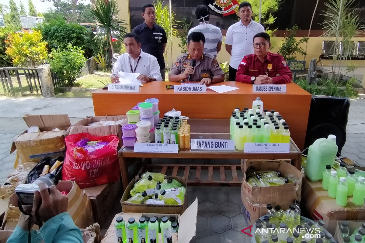 Polda Sulteng amankan dua terduga pembuat kosmetik ilegal di Palu