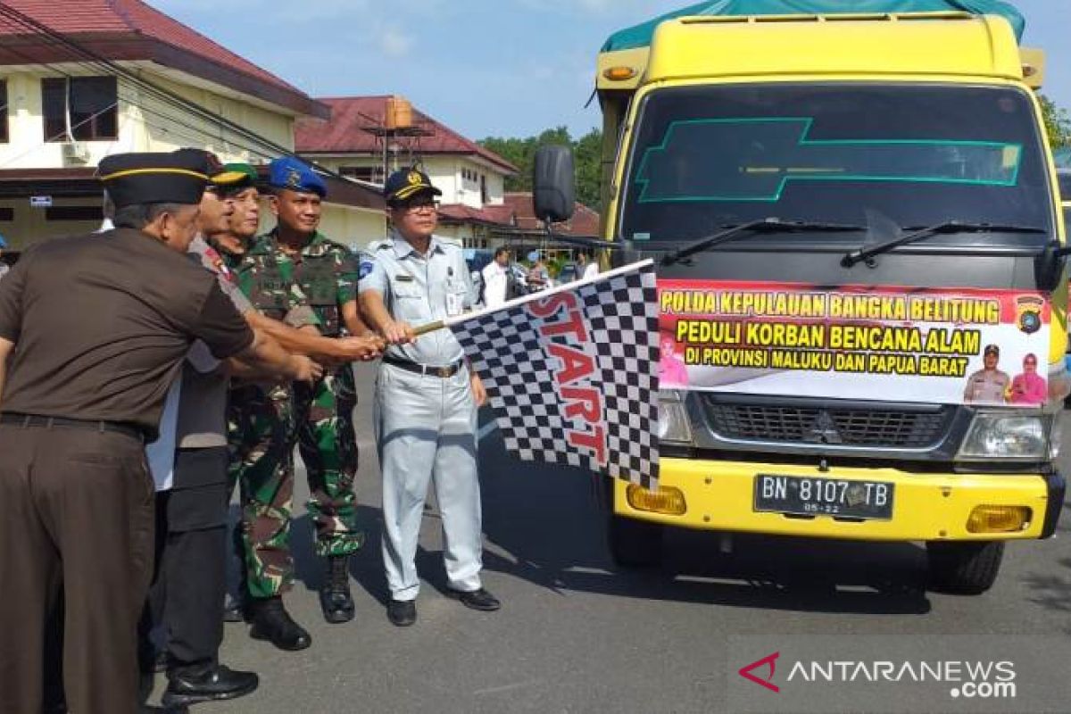 Jasa Raharja-Polda Babel lepas pengiriman bantuan korban bencana