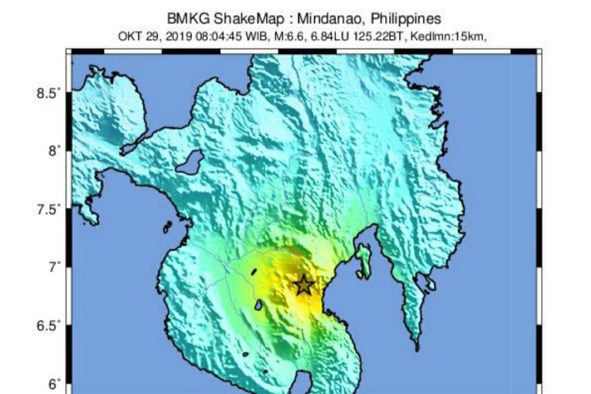 Guncangan gempa di Mindanao Filipina dirasakan di Indonesia