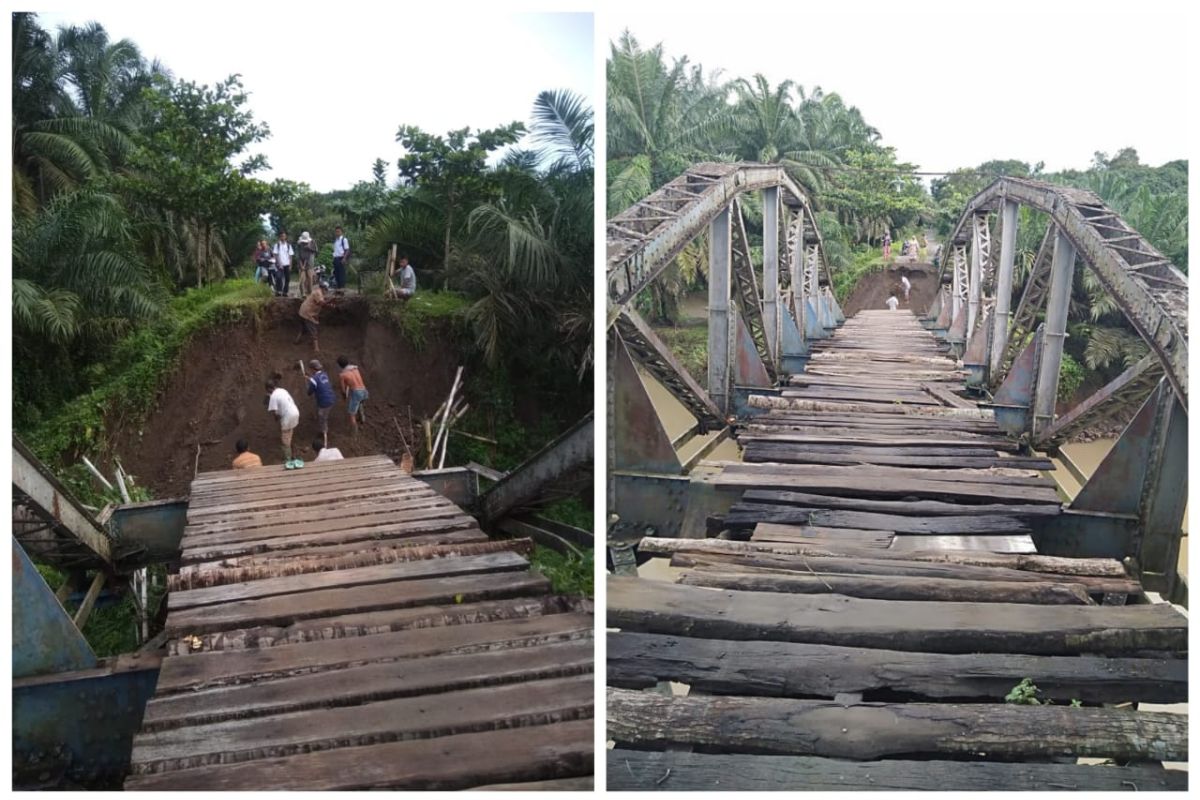 Jembatan di Kuala Kabupaten Langkat ambruk diterjang banjir